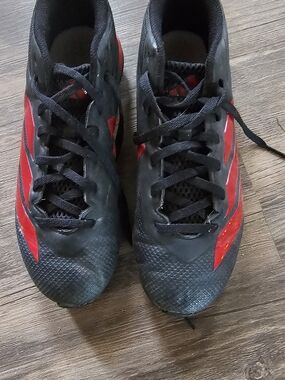 adidas Black and Red Kids Athletic Cleats